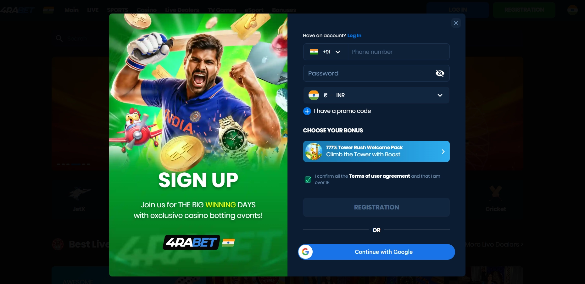 4Rabet Login payment methods variety for Indian players