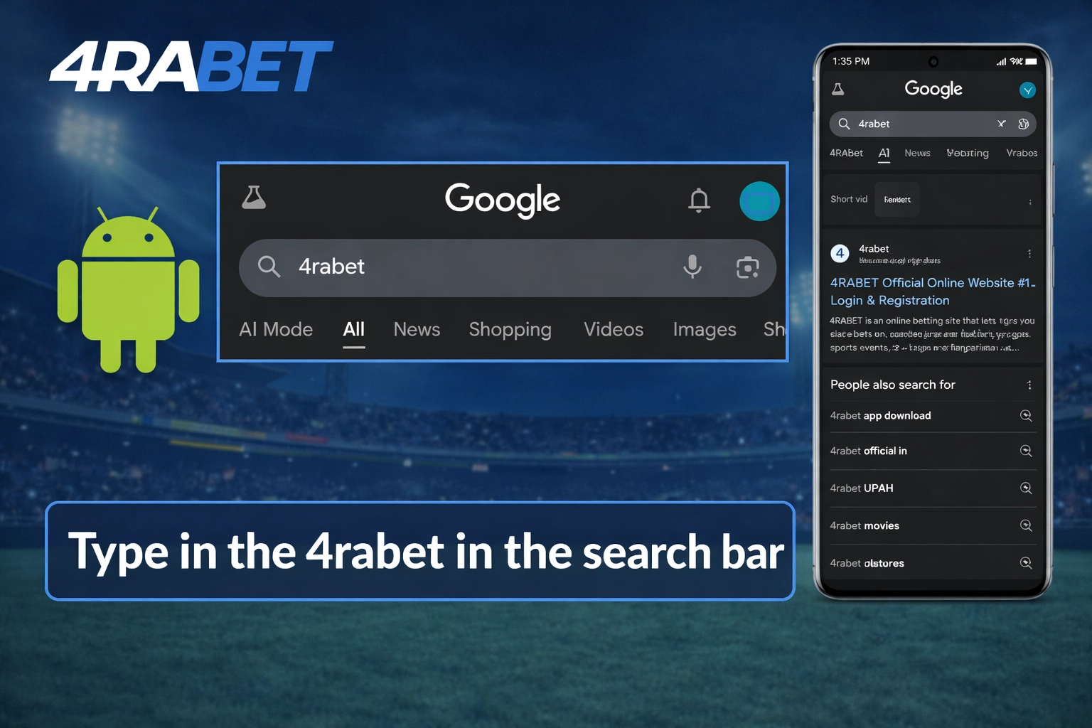 4rabet App Download APK for Android – step 2 search platform