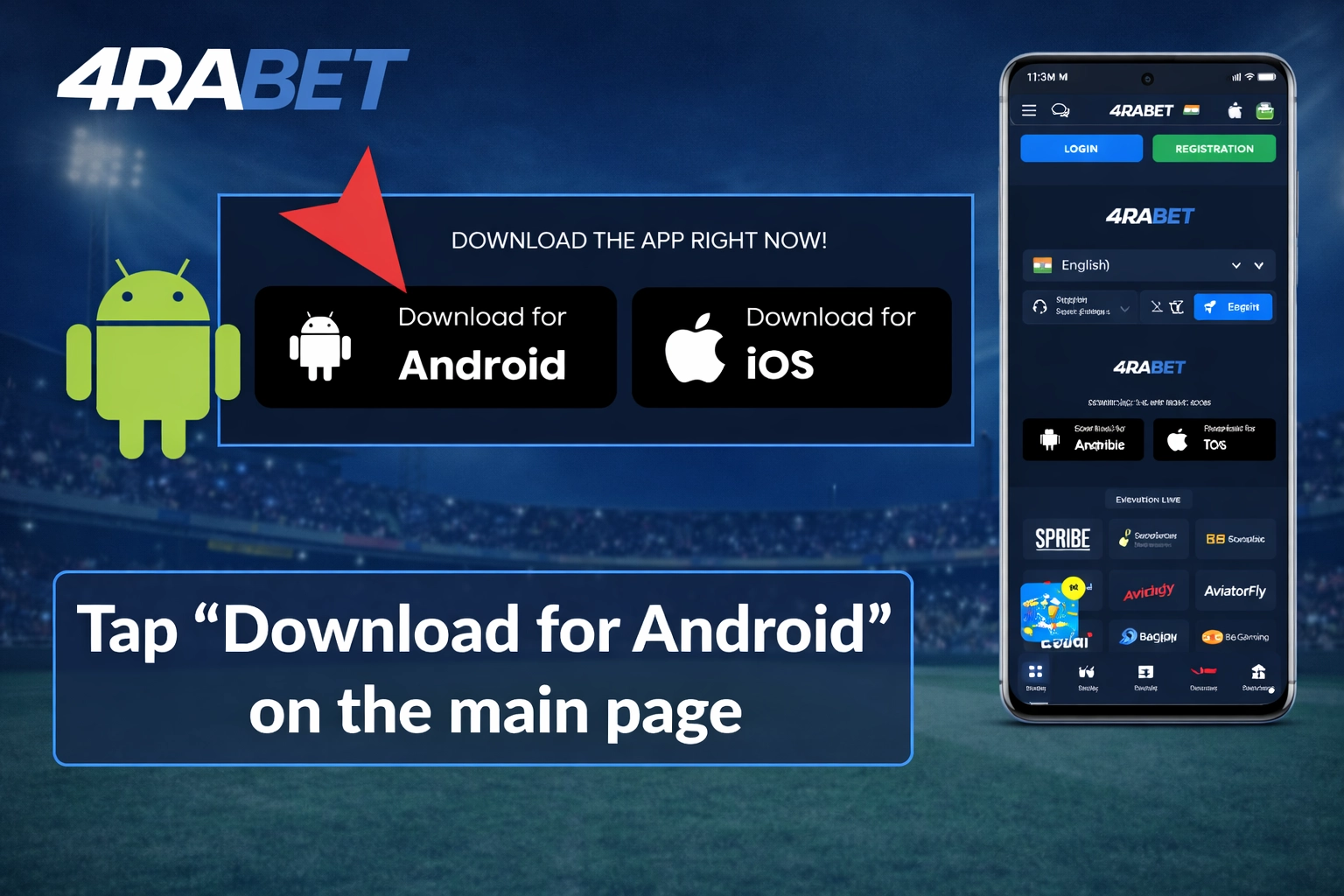 4rabet App Download APK for Android – step 3 tap download