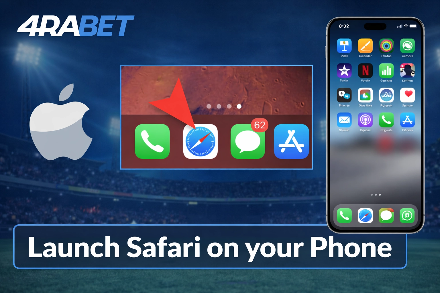 4rabet App Download for iOS – step 1 open Safari