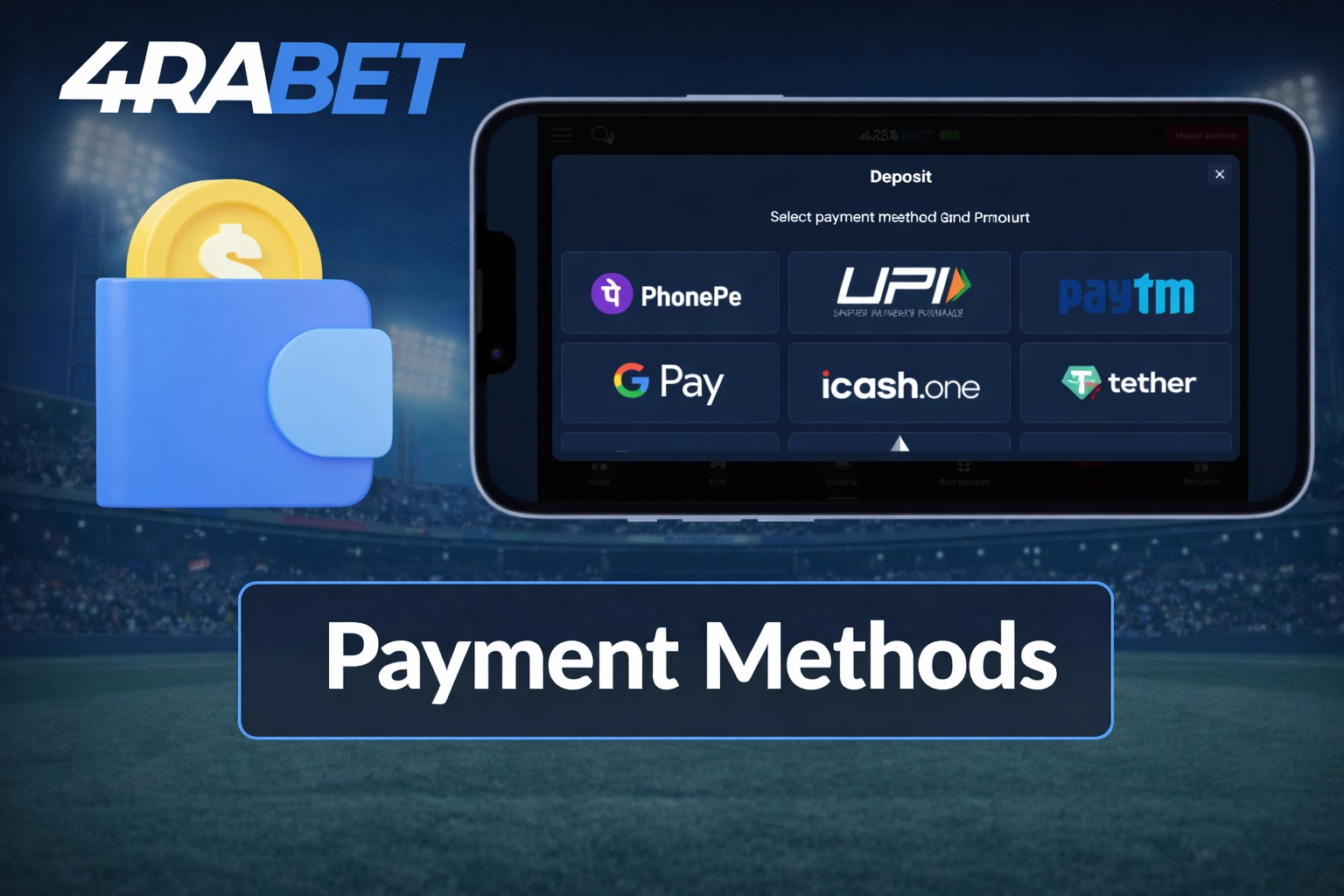 4rabet App Download payment methods available on mobile